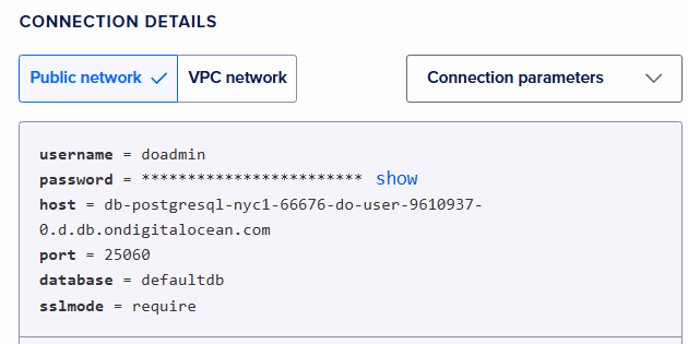 Digital Ocean Connection Information